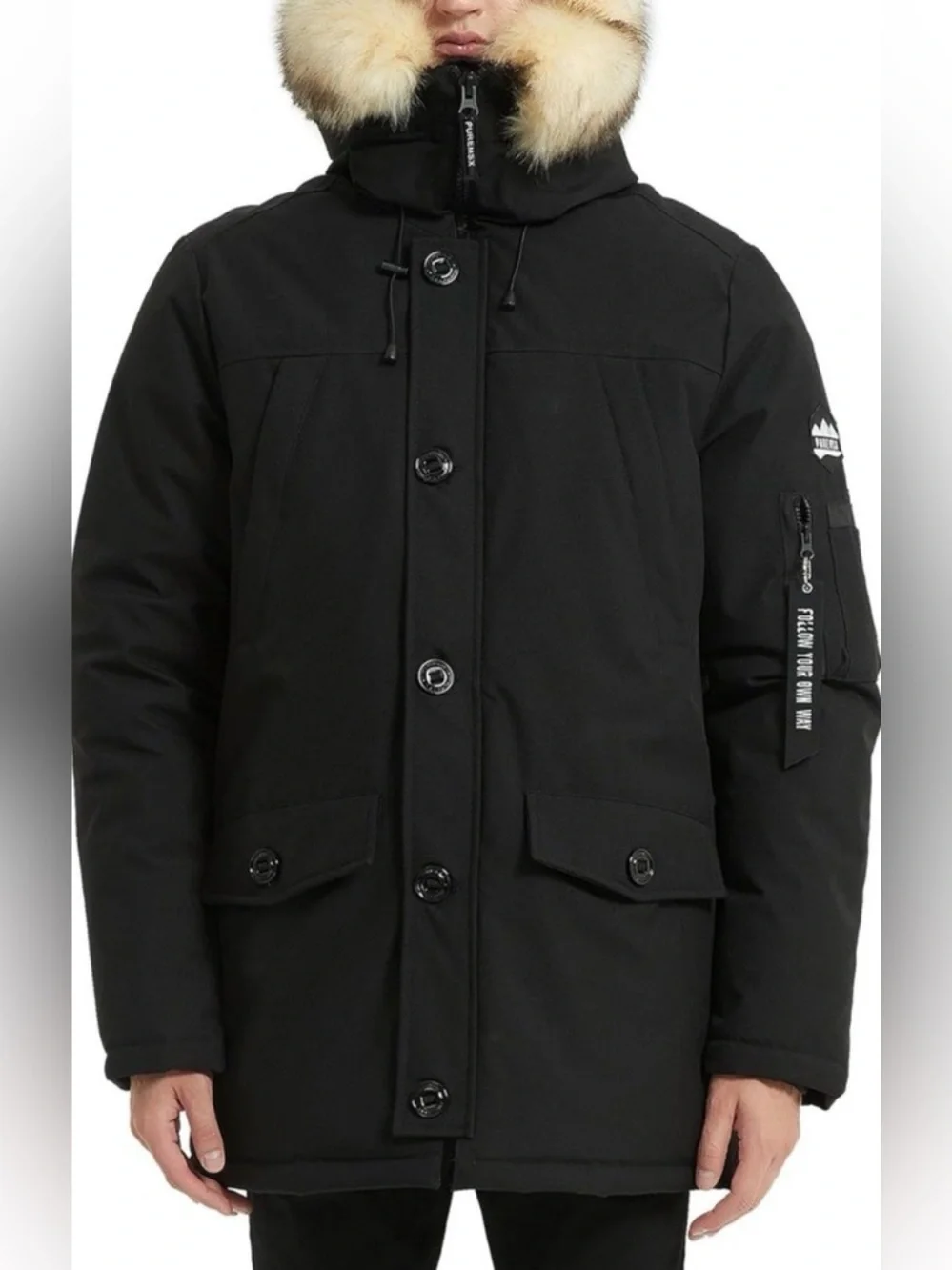 PUREMSX X4709- Men's Vegan Down Insulated Navy Jacket Parka